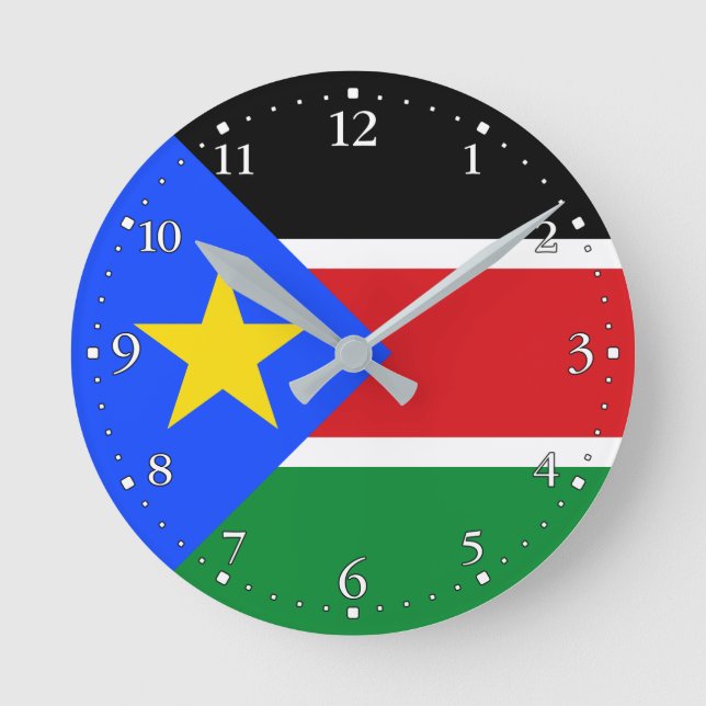 Südsudan-Flagge Runde Wanduhr (Vorderseite)