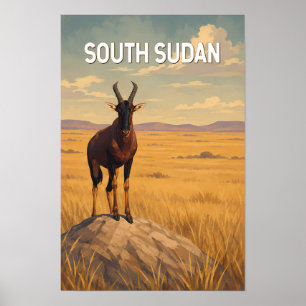 Südsudan Illustration Reise Kunst Vintage Poster