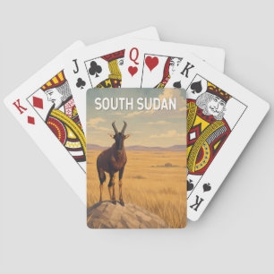 Südsudan Illustration Reise Kunst Vintage Spielkarten