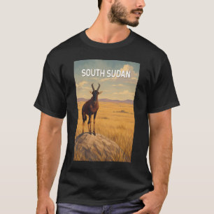 Südsudan Illustration Reise Kunst Vintage T-Shirt