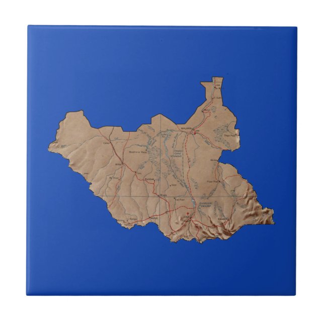 Südsudan-Karten-Fliese Fliese (Vorderseite)
