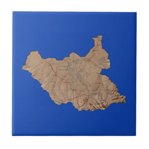 Südsudan-Kartenkachel Fliese