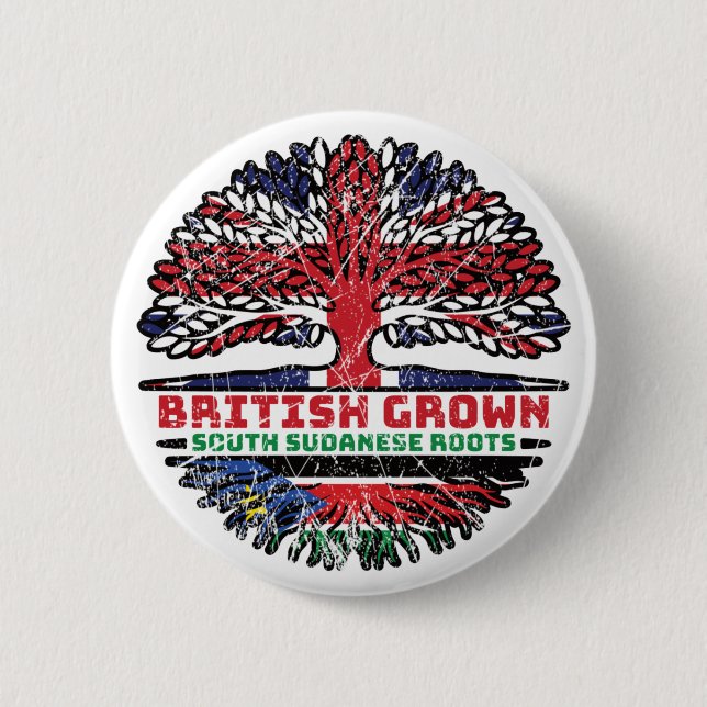 Südsudan Südsudanesisch British UK Tree Roots Button (Vorderseite)