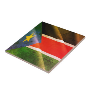 SÜDSUDAN, Waving Flag, Afrika, Fliese