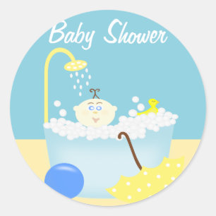 Sudsy Bathtub Blue Baby Shockaufkleber Runder Aufkleber