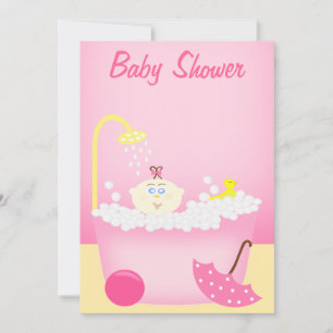 Sudsy Bathtub Pink Baby Dusche Einladung