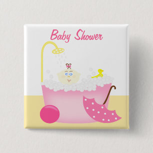Sudsy Bathtub Pink Baby Girl Dusche Button