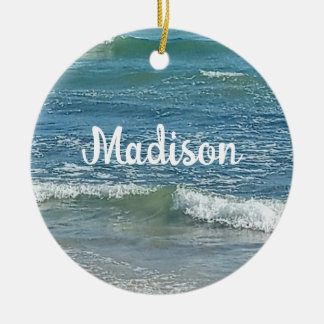 Sudsy Blue Atlantic Ocean Shore Individuelle Name Keramik Ornament