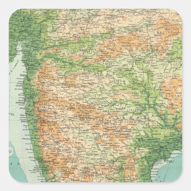 Südteil Indiens Quadratischer Aufkleber (Vorderseite)