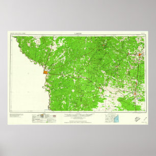 Südtexas Topo Karte mit Laredo Poster