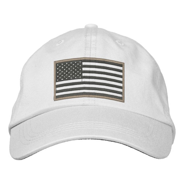 Sudued U.S. Flag Stickerhut (Beige) Bestickte Kappe (Vorderseite)