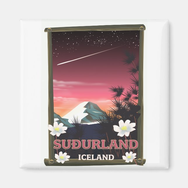 Suðurland Island Reiseplakat Magnet (Vorne)