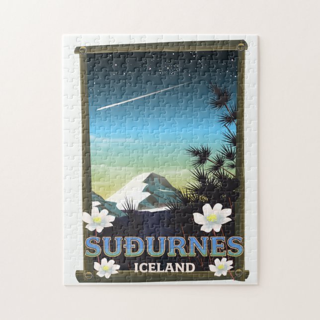 Suðurnes-Eisland-Reiseplakat Puzzle (Vertikal)