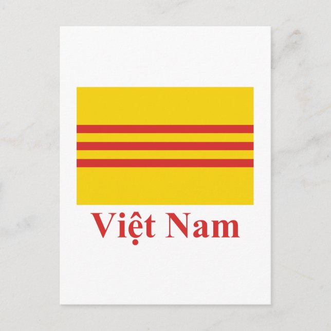 Südvietnam-Flagge mit Name in Vietnam Postkarte (Vorderseite)