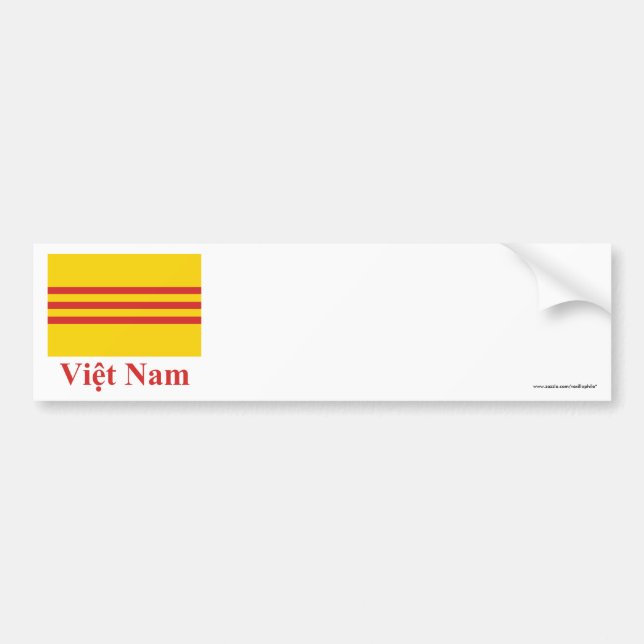Südvietnam-Flagge mit Namen auf Vietnamesen Autoaufkleber (Vorne)