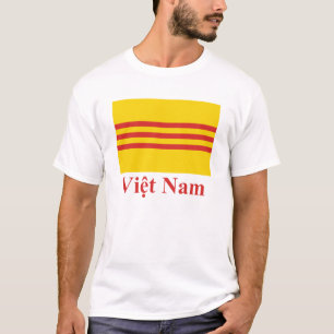 Südvietnam-Flagge mit Namen auf Vietnamesen T-Shirt