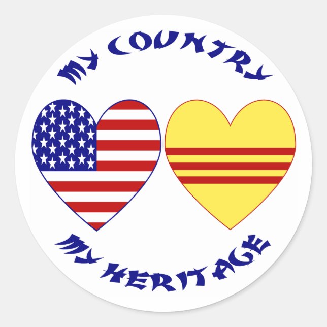 Südvietnam und USA - Landeserbe Runder Aufkleber (Vorderseite)