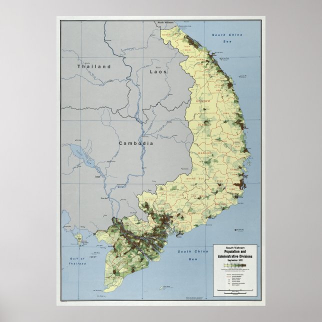 SÜDVIETNAM ZENTRALE INTELLIGENZAGENTUR MAP 1972 POSTER (Vorne)
