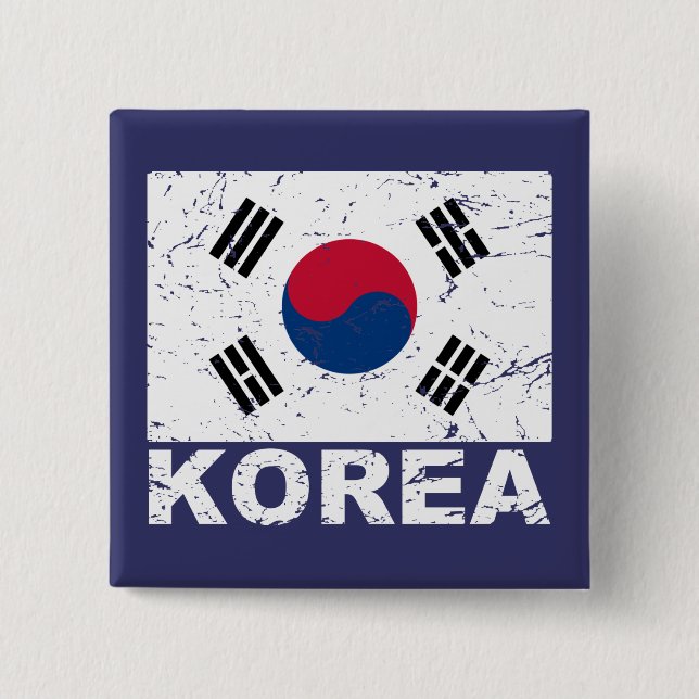 SüdVintage Flagge koreas Button (Vorderseite)