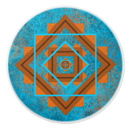 Südwest-Berggipfel Türkisblau geometrisch Keramikknauf