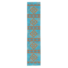 Südwest-Berggipfel Türkisblau geometrisch Kurzer Tischläufer