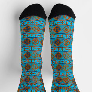 Südwest-Berggipfel Türkisblau geometrisch Socken
