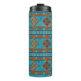 Südwest Berggipfel Türkisfarbenes Muster Thermosbecher