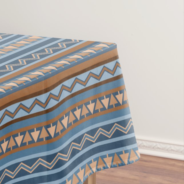Südwest Blauer brauner Geometrie Muster Kleines Tischdecke (Beispiel)