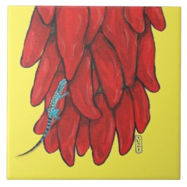 Südwest Blue Lizard Red Chile Pepper Mural Fliese