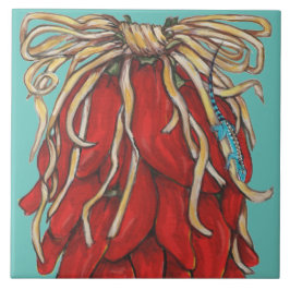 Südwest Blue Lizard Red Chili Pepper House # Fliese