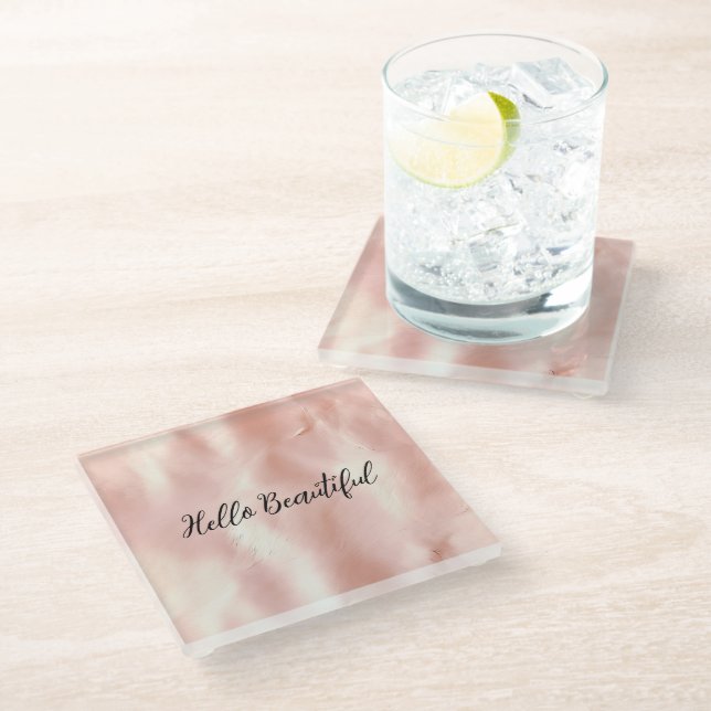 Südwest Blush Pink Cowgirl Cowhide Glasuntersetzer (Schrägansicht)