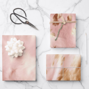 Südwest Blush Pink Gold Cowgirl Cowhide Geschenkpapier Set