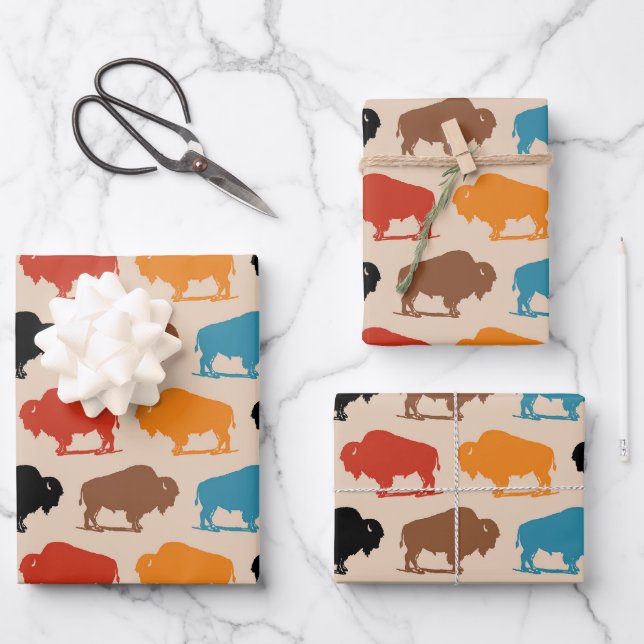 Südwest Buffalo Muster Geschenkpapier Set (Vorderseite)