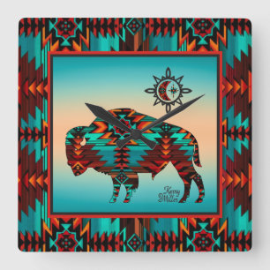 Südwest Buffalo Square Wall Clock Quadratische Wanduhr