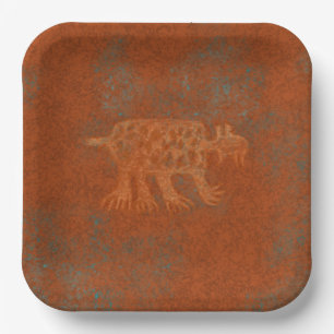 Südwest-Canyons Bobcat-Petroglyphen-Design Papier Pappteller