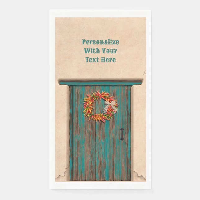 Südwest Chile Kranz an der rustikalen blauen Holzt Serviette (Vorderseite)