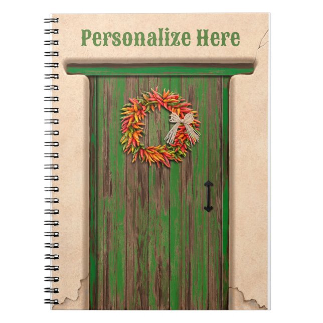 Südwest Chile Kranz an der rustikalen grünen Holzt Notizblock (Vorderseite)