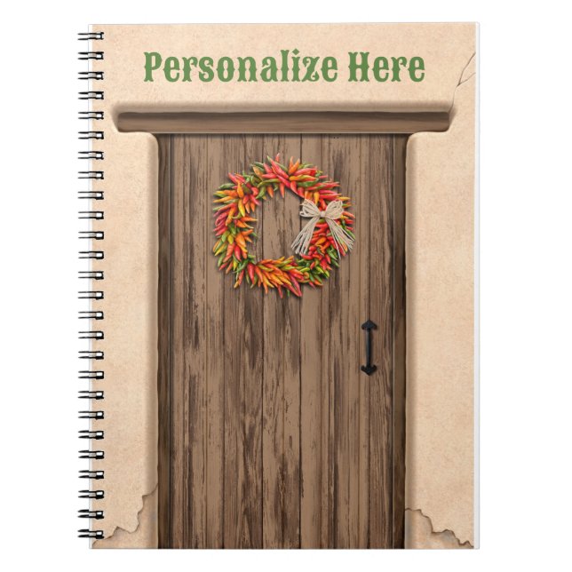 Südwest Chile Kranz an der rustikalen Holztür Notizblock (Vorderseite)