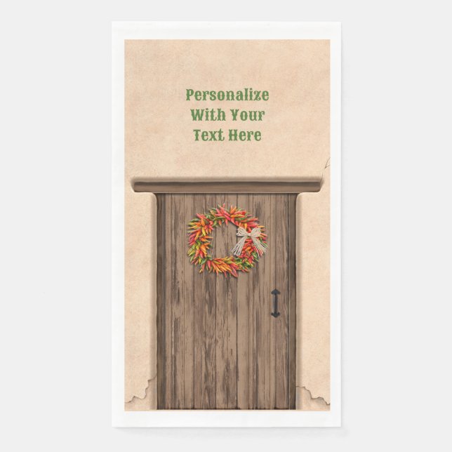 Südwest Chile Kranz an der rustikalen Holztür Serviette (Vorderseite)