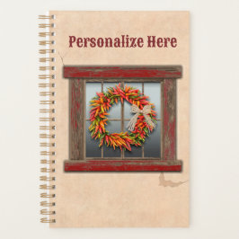 Südwest Chile Kranz auf Rustikalem Rotes Holzfenst Planer