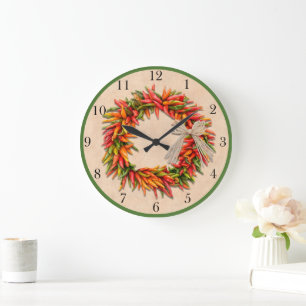 Südwest-Chile-Ristra-Kranz mit Vintage-Nummern Große Wanduhr