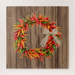 Südwest Chile Ristra Wreath on Weathered Wood Puzzle
