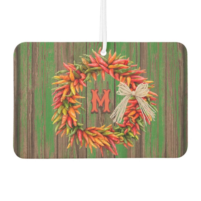 Südwest Chile Ristra Wreath Personalisiert Initial Autolufterfrischer (Vorderseite)
