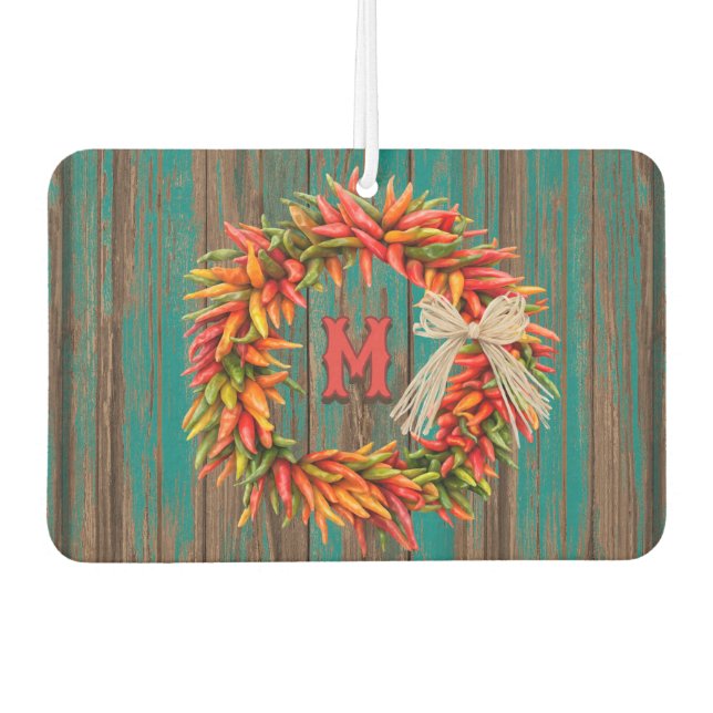 Südwest Chile Ristra Wreath Personalisiert Initial Autolufterfrischer (Vorderseite)