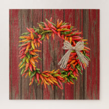 Südwest Chile Ristra Wreath Weathered Red Wood