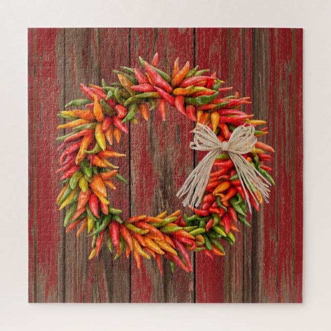 Südwest Chile Ristra Wreath Weathered Red Wood Puzzle (Vertikal)