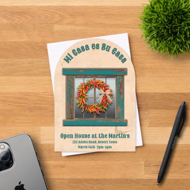 Südwest Chile Wreath Blue Window Personalisiert Acryleinladungen (Insitu (Einladungskarte))