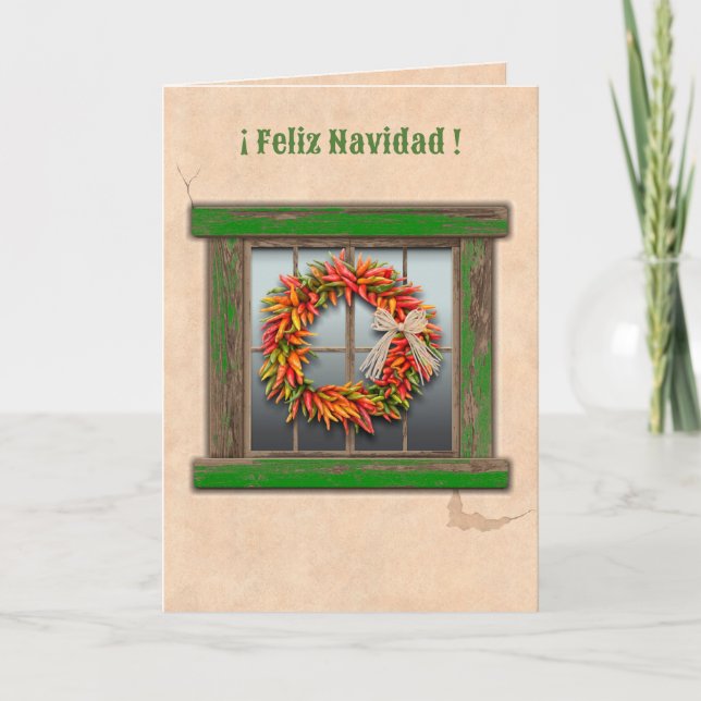 Südwest Chile Wreath Rustikal Green Window Holiday Karte (Vorderseite)