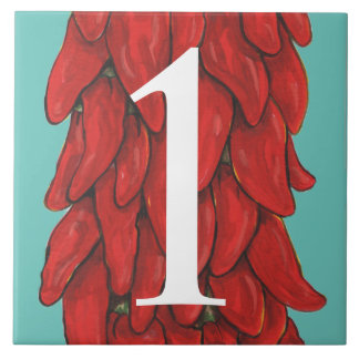 Südwest Chili Pepper House Numeral 1 Türkis Fliese