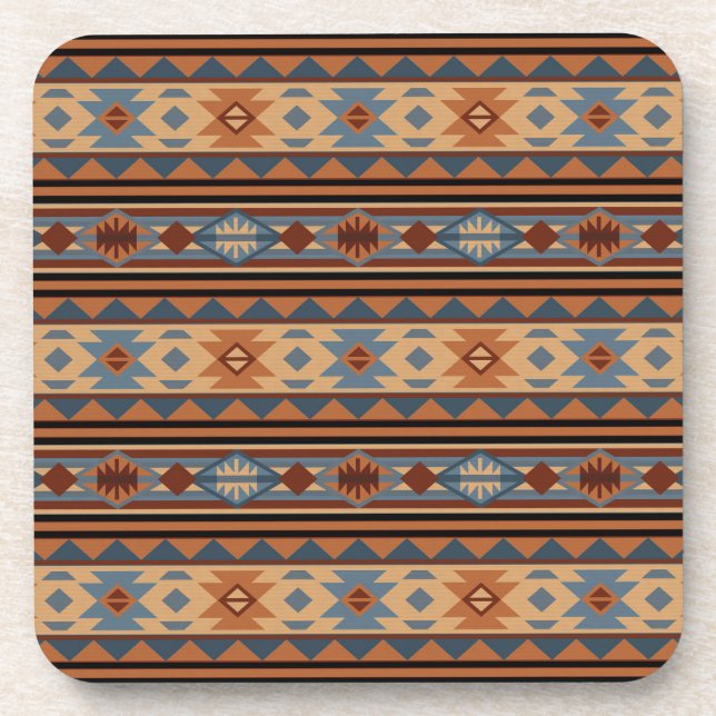 Südwest Design Adobe Gray Brown Tribal Muster Getränkeuntersetzer (Vorderseite)